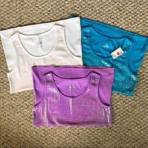 🦋💟🦋3 SHINY FOIL DOT TANK TOPS🦋💟🦋
